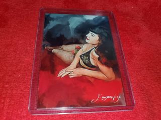 Bettie Page Pin Up Sketch Card 54 Signed By Artist `d49/50