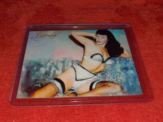 Bettie Page Pin Up Sketch Card 9 Card Signed By Artist `d 49/50
