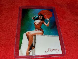 Bettie Page Pin Up Sketch Card 22 Signed By Artist `d 21/50