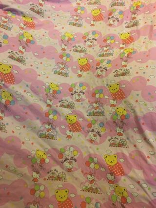 Hello Kitty Twin Bedding Set Fitted Flat Sheet Pillowcase Pink Cute Balloons