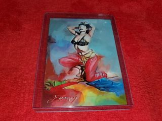 Bettie Page Pin Up Sketch Card 52 Signed By Artist `d 4/50