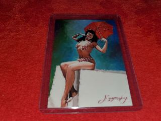 Bettie Page Pin Up Sketch Card 22 Card Signed By Artist `d 48/50