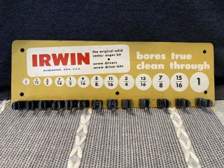 Vintage Irwin Wood Auger Bit Set Sign Holder,  No Bits,  Great Advertising Piece