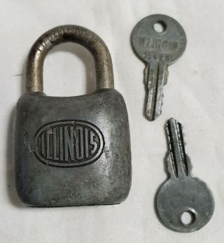 Vintage Illinois Lock Co Padlock With 2 Keys - -