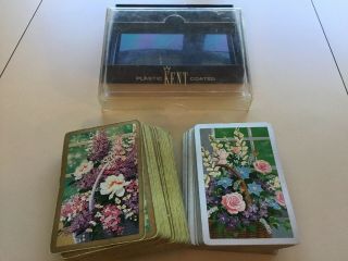 Playing Cards Double Deck - Flowers In A Basket - Gold Silver - Rare Vintage 3