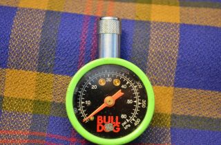 Vintage Green Metal Bulldog Tire Pressure Guage - To 60psi/400kpa