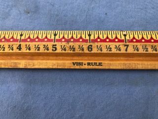Vintage “visi - Rule” Wooden Ruler With Protractor On The Back