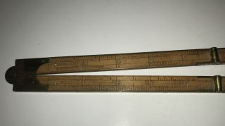 Vintage Antique Wood Brass Stanley Rule & Level Co No.  52 24” Folding Ruler 1004 2
