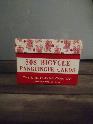 Vintage Bicycle Pan Panguingue Playing Card Set 808 Complete Box & Instructions