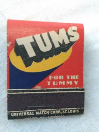 Vintage Tums Antacid Tums For The Tummy Red Matchbook Full