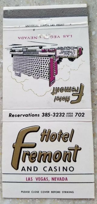 Hotel Fremont And Casino Las Vegas Nevada Vintage Matchbook Cover Hc5