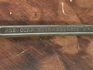 Hoe Corp Poughkeepsie NY,  Patented FEB 21 - 1922 Spring Loaded Vintage Pipe Wrench 2