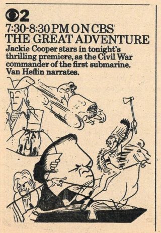 1963 Tv Ad Al Hirschfeld The Great Adventure Jackie Cooper Civil War Commander