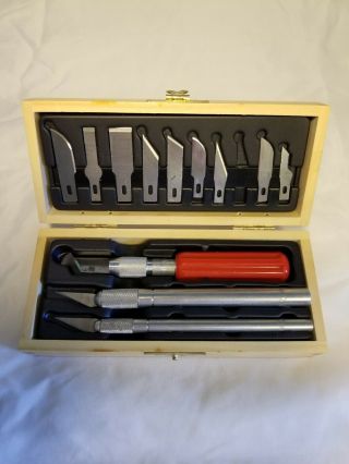 Vintage X - Acto Hobby Knife Set I Wooden Box