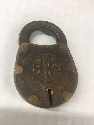 Antique Yale & Towne Mfg Co Lock Vintage Brass Yale Padlock No Key