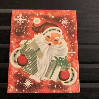 Vintage Greeting Card Christmas Santa Claus Gifts Snowflakes
