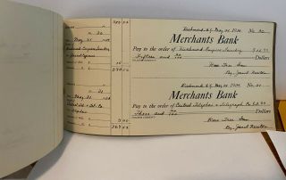 1921 Merchants Bank Check Book With 60 Checks (see Pictures) For A Business