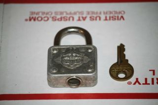 Antique Vintage Master Lock Co.  77 Lion Head With Key Padlock