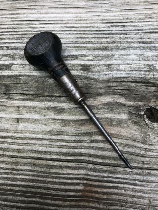 Antique Stanley Hurwood No.  6 Wood Handle Scratch Awl