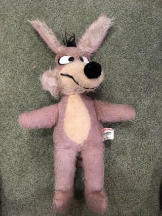 Vintage Wile E Coyote Plush Warner Bros.  Mighty Star 1971 Large Approx 21 "