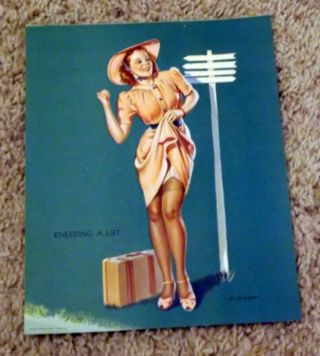 1940s Pin Up Girl Lithograph By Elvgren Kneeding A Lift 1