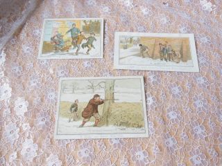 3 Victorian Christmas/new Year Cards/comical Scenes/hildesheimer & Faulkner