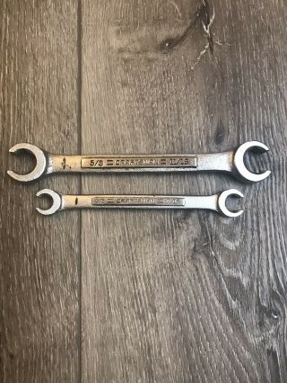 2 Vintage Sears Craftsman 5/8 & 11/16 - 3/8 & 7/16 Open Ended Wrench Forged Usa