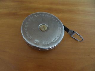 Vintage Russian CCCP 10 Meter Metal Roll In - Roll Out Tape Measure 3