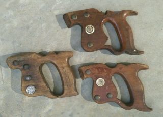 3 Vintage Wood Handle Saw W/ Brass Hardware Disston,  Superior & Keen