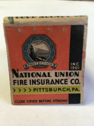 Matchbook Cover National Union Fire Insurance Company Pittsburgh,  Pennsylvania
