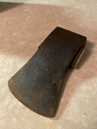 Vtg Old 4 Lb Steel Single Bit Axe Wood Head Tool Bit Marked Forged Steel 3.  5 Usa