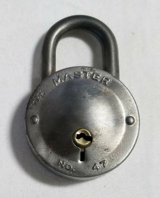 Vintage Master Lock Company No 47 Padlock Lock - - Made In Usa - - No Key