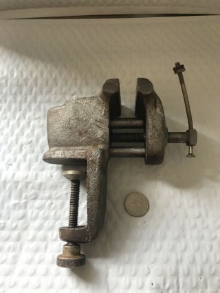 Vintage Small Cast Iron Jewelers Hobby Vice Bench Mount.
