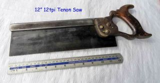 Vintage 12 " Steel Backed Tenon Saw Old Tool