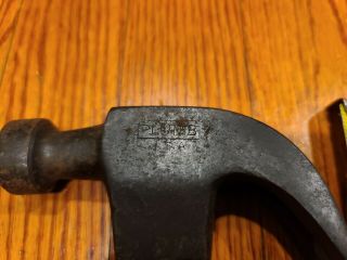 Vintage PLUMB Claw Hammer 1 Lb 6 Oz 3