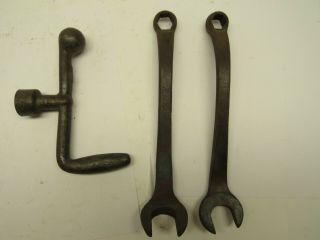 3 Vintage Ford Wrenches J4 5 Lug,  M - 40 - 17017 & T - 5893 Circle B (bonney Forge)