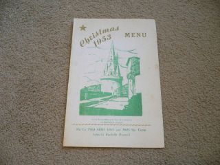 1953 Us Army Christmas Dinner Menu France Hq Co 7964 & 7803 Sta Comp