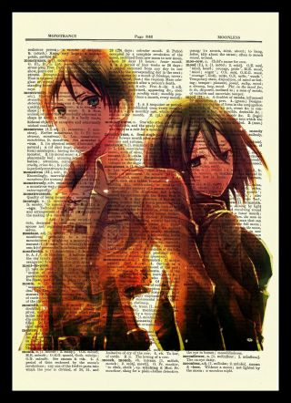 Eren Mikasa Attack On Titan Anime Dictionary Art Print Poster Picture Book Japan