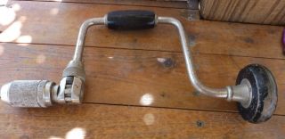 Vintage Stanley Hand Drill No.  965n - 10 " Ratcheting Brace Auger Drill Made In Usa