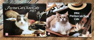 2 Vintage Purina Cat Chow Cats Calendars 1983 & 1984