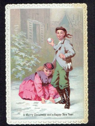 Goodall Victorian Christmas Greetings Card Woman & Man In Tam O 