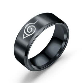 Naruto Akatsuki Uchiha Sasuke Logo Ring Fashion Alloy Ring High Ring Black 2020