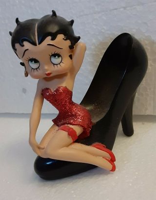 Sweet Betty Boop In Sparkly Red Dress And Red Garter In Her Black High Heel Shoe