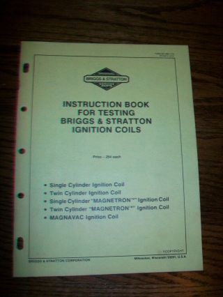Briggs & Stratton Instructions Testing Ignition Coils - Merc - O - Tronic,  Graham - Lee