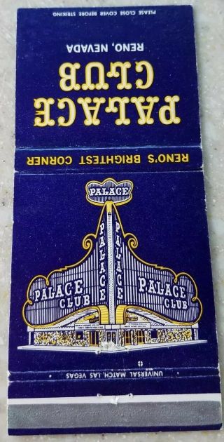 Palace Club Reno Nevada Vintage Matchbook Cover D13