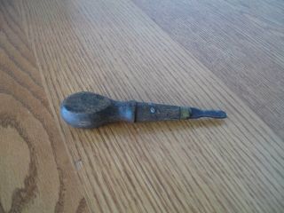Antique Vintage Flat Head Screwdriver Tool Wood Handle & Brass