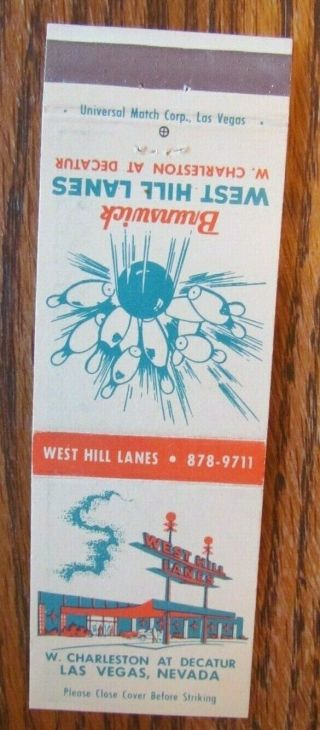Bowling: West Hill Lanes (las Vegas,  Nevada) (sports Matchbook Cover) - F2