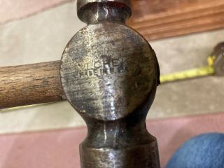 Vintage Wood Handle Vlchek Ball Peen Hammer Blacksmith Machinist Tool Usa 19 0z