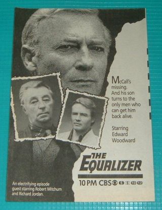 1987 Cbs Tv Ad The Equalizer Edward Woodward Robert Mitchum Richard Jordan