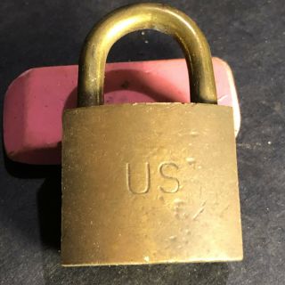 Vintage American Us Military Solid Brass Padlock No Key 02377